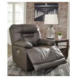 ASHLEY WURSTROW SMOKE LEATHER POWER RECLINER