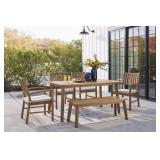 Ashley Janiyah Outdoor Table, 4 Chairs, and Bench