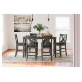 ASHLEY CAITBROOK COUNTER TABLE & 6 BAR STOOLS