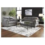 Ashley Allmaxx Contemporary Pewter Sofa & Love