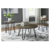 ASHLEY HADASKY 3-PIECE ROUND COFEE & END TABLE SET