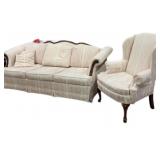 Clean Estate Sofa & Wing Back Chair