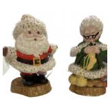 Vintage Lighted Santa & Mrs Clause (Chip on Base)