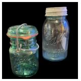 (2) Blue Ball Mason Jars