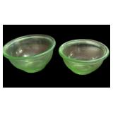 (2) Green Depression Hazel Atlas Bowls