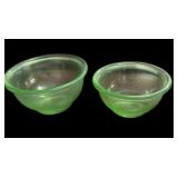 (2) Green Depression Hazel Atlas Bowls