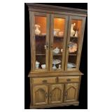 Oak Stepback Lighted Cabinet