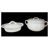 (2) Stoneware Bowls wï¿½ Lids