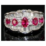 Platinum 2.57 ct Natural Ruby & Diamond Ring