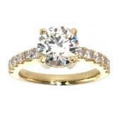 14k Gold 3.03 ct Round Brilliant Lab Diamond Ring