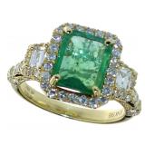 14k Gold 2.76 ct GIA Emerald & Diamond Ring