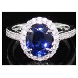 14kt Gold Oval 2.78 ct Sapphire & Diamond Ring