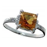 Elegant 2.05 ct Imperial Topaz & Diamond Ring