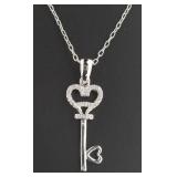 Antique Skeleton Key White Topaz Pendant