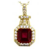 Asscher Cut 3.50 ct Ruby Designer Necklace