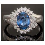 Platinum 2.13 ct Oval Sapphire & Diamond Ring