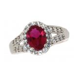 Beautiful Oval Ruby & White Sapphire Ring