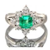 Platinum 1.24 ct Emerald & VS Diamond Ring