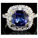 14kt Gold 4.87 ct Sapphire & Diamond Ring