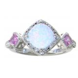 Cushion Cut White Opal Designer Ring