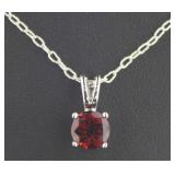 Genuine 1.00 ct Garnet Solitaire Pendant