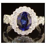 14kt Gold 2.95 ct Oval Sapphire & Diamond Ring