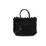 PRADA Black Nylon Ruffle Hand Bag