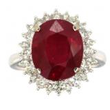 14kt Gold 8.95 ct Oval Ruby & Diamond Ring