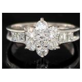 Platinum 1.55 ct Natural Diamond Halo Ring