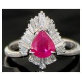 Platinum 1.89 ct GIA Ruby & Diamond Ring