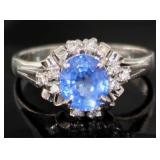 Platinum 2.21 ct Natural Sapphire & Diamond Ring