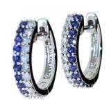 Quality Sapphire & Diamond Huggie Hoop Earrings