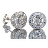 Round Brilliant Diamond Halo Earrings