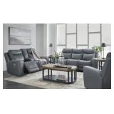 ASHLEY MINDANAO LEATHER PWR REC SOFA & LOVESEAT