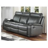 Grey Diamond Stitch Double recliner sofa