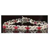 Genuine 5.00 ct Ruby & Diamond Accent Bracelet