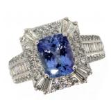 14k Gold 2.60 ct Tanzanite & Diamond Ring