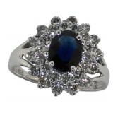 14kt Gold Natural 1.90 ct Sapphire & Diamond Ring