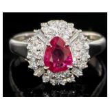 Platinum 1.53 ct GIA Ruby & Diamond Ring