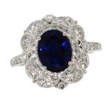 14k Gold 3.25 ct Sapphire & Diamond Ring