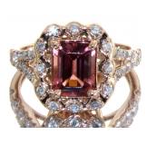 14k Rose Gold 2.06 ct Tourmaline & Diamond Ring