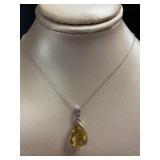 Pear Cut Natural 6.05 ct Golden Citrine Pendant