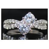 Elegant 1.60 ct White Sapphire Bypass Ring