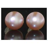 18kt Gold 8mm Rose Freshwater Pearl Earrings