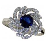 Round Blue Sapphire Deisgner Ring