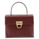 Ferragamo Gancini Maroon Leather 2WAY Handbag