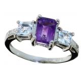 Natural 1.55 ct Amethyst-Topaz & Diamond Ring