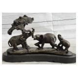 Bronze Elephant Family On The Savannah