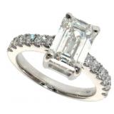 14k Gold 3.57 ct Emerald Cut Lab Diamond Ring