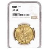 Certified MS62 Saint Gaudens $20 Gold Double Eagle